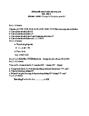 Đề khảo sát chất lượng giữa học kỳ I năm học 2012 2013 môn Toán 6